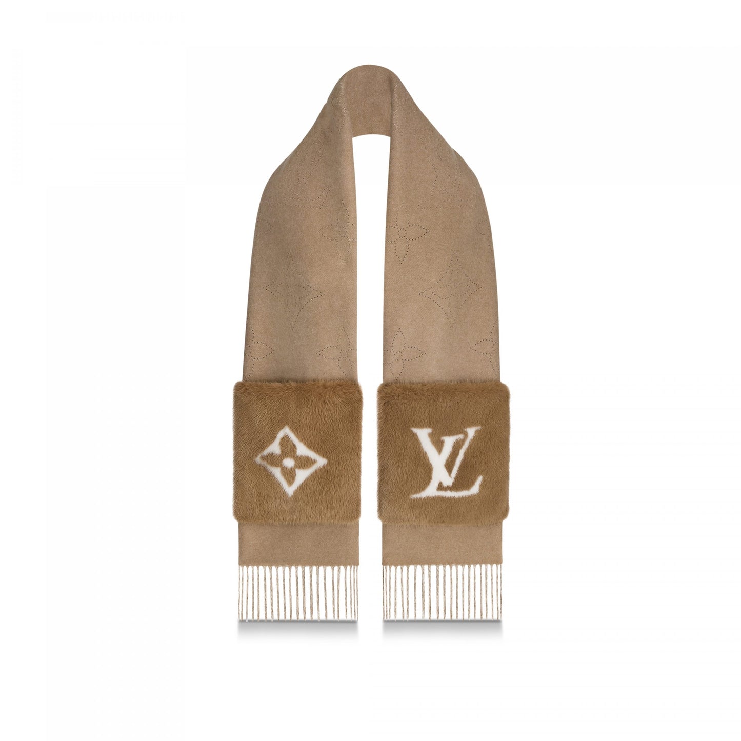 Louis Vuitton M77736 LV Cosy Mink Fur Collection Beige Scarf