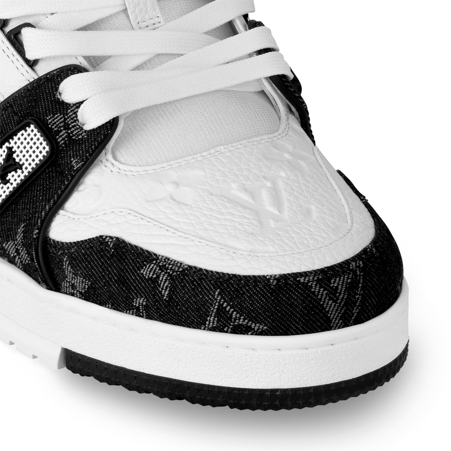 Louis Vuitton Trainer Sneaker Monogram Denim White Black 1A9JGF